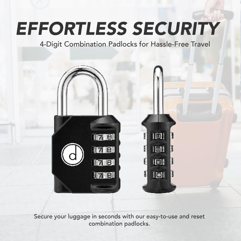 desired tools 4 Digit Combination Locks 2 Pack - Weatherproof Padlock with Code - Combination Lock for Locker, Gym, Outdoor Gate, Storage Shed, Fence Gate & Bike Lock - Keyless, Easy to Set, Reset - New Black - Image 3